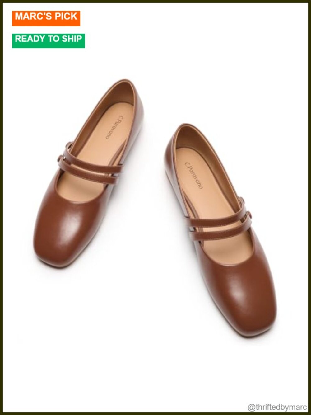 Genuine Leather Mary Jane Flats Square Toe Dress Shoes Comfortable